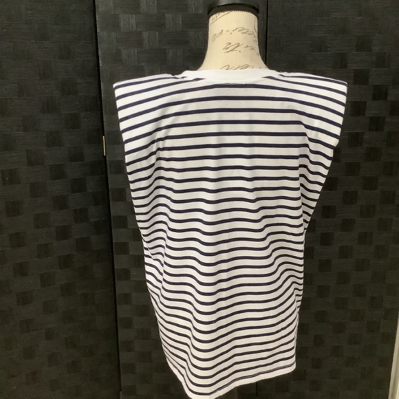 ZARA, blue and white stripe top , size L - Picture 2 of 4